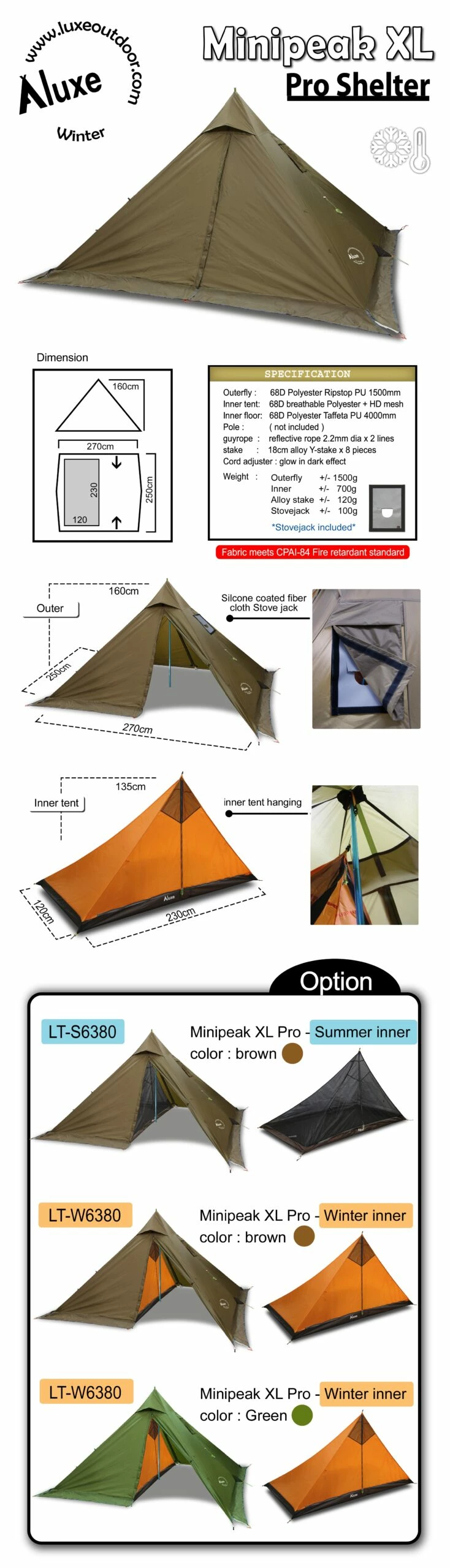 Luxe Outdoor Minipeak XL PRO - Brown 6 Luxe Outdoor Minipeak XL PRO - Brown - Billede 4